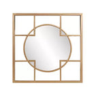Howard Elliott 20"x20" Metal Framed Circular and Square Gold Wall Mirror: Modern Style, No Assembly, Wall Mount