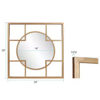 Howard Elliott Miroir mural doré circulaire et carré encadré en métal 20"x20" : Style moderne, aucun assemblage, montage mural