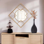 Howard Elliott Miroir mural doré circulaire et carré encadré en métal 20"x20" : Style moderne, aucun assemblage, montage mural