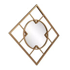 Howard Elliott Miroir mural doré circulaire et carré encadré en métal 20"x20" : Style moderne, aucun assemblage, montage mural