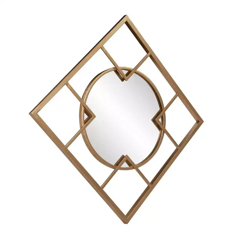Howard Elliott Miroir mural doré circulaire et carré encadré en métal 20"x20" : Style moderne, aucun assemblage, montage mural