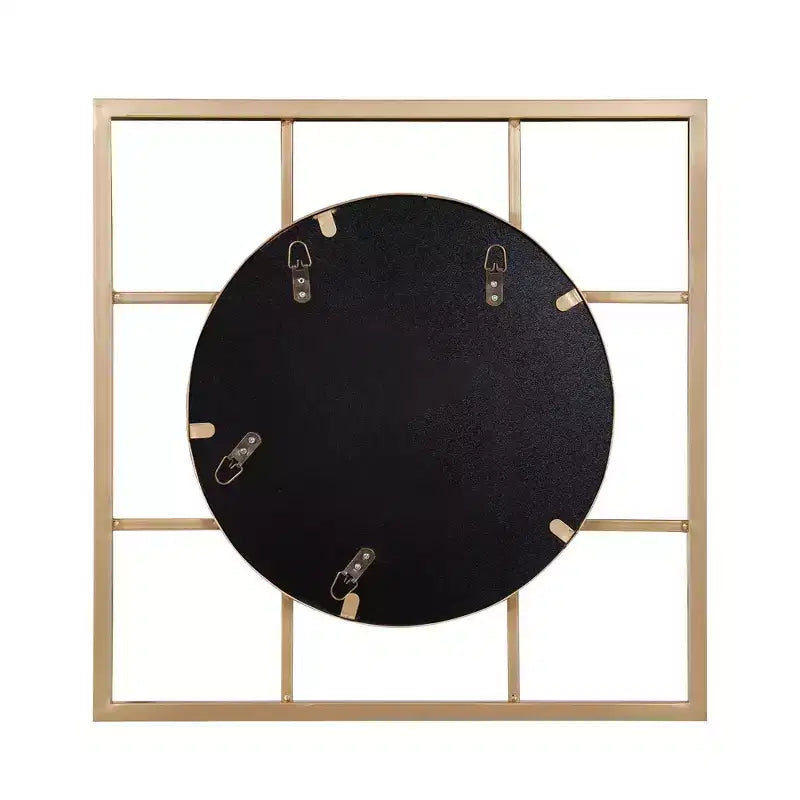 Howard Elliott Miroir mural doré circulaire et carré encadré en métal 20"x20" : Style moderne, aucun assemblage, montage mural