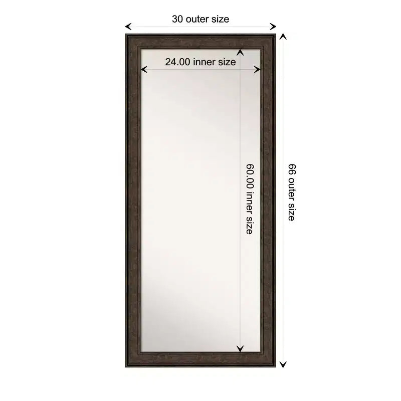 Miroir sur pied bronze Amanti Art, 76,2 cm x 167,6 cm, sans biseau, Ridge : Fixations incluses