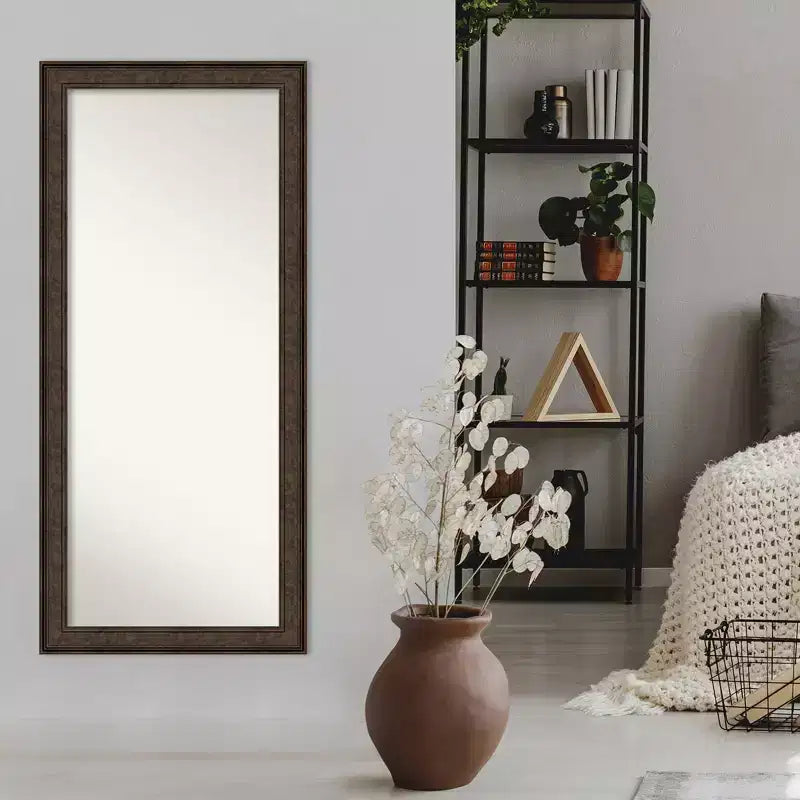 Miroir sur pied bronze Amanti Art, 76,2 cm x 167,6 cm, sans biseau, Ridge : Fixations incluses