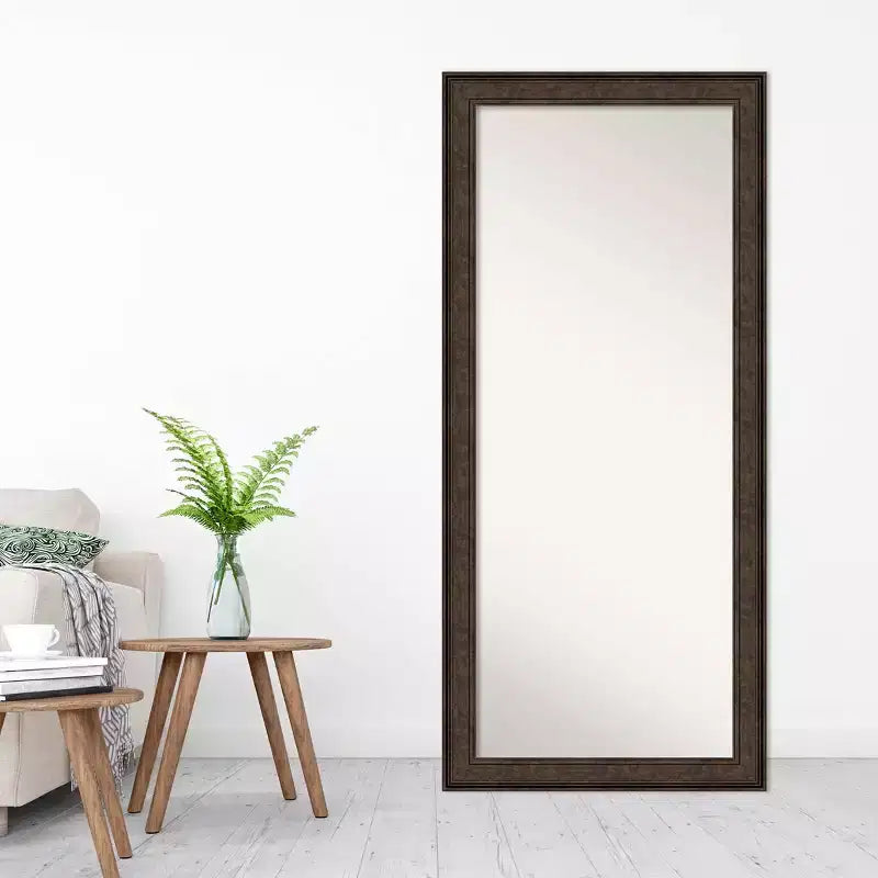 Miroir sur pied bronze Amanti Art, 76,2 cm x 167,6 cm, sans biseau, Ridge : Fixations incluses
