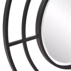 Miroir mural rond Howard Elliott 23" avec cadre géométrique en fer noir mat : Décor moderne, aucun assemblage, montage mural