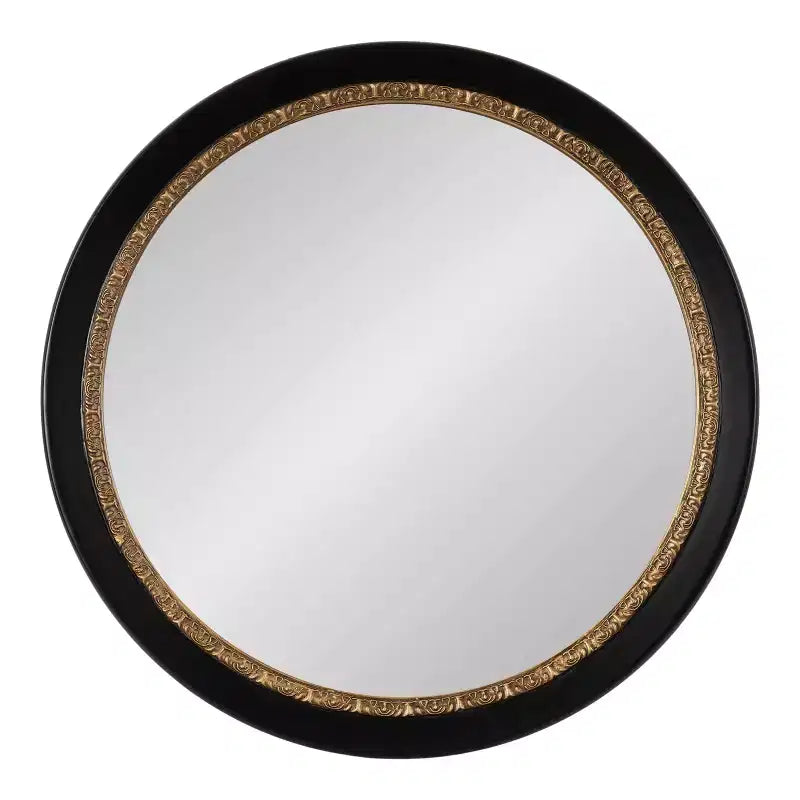 Kate & Laurel All Things Decor 26"x26" Wildomar Round Wall Mirror Black