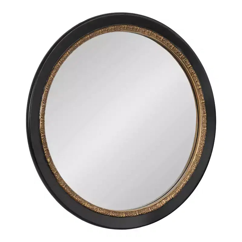 Miroir mural rond Wildomar de 26 po x 26 po noir par Kate & Laurel All Things Decor