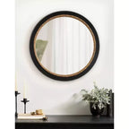 Miroir mural rond Wildomar de 26 po x 26 po noir par Kate & Laurel All Things Decor