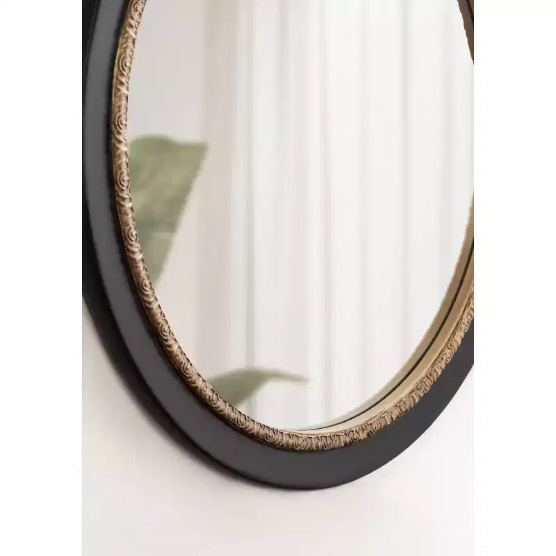 Miroir mural rond Wildomar de 26 po x 26 po noir par Kate & Laurel All Things Decor