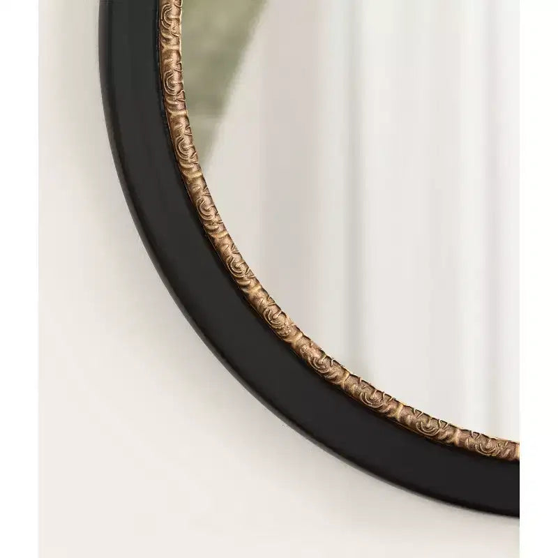 Miroir mural rond Wildomar de 26 po x 26 po noir par Kate & Laurel All Things Decor
