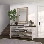 Olivia & May Miroir Mural Marron Métal Sculpté avec minutie : Style Ferme, Cadre en Fer, Aucun Assemblage Requis