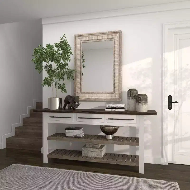 Olivia & May Miroir Mural Marron Métal Sculpté avec minutie : Style Ferme, Cadre en Fer, Aucun Assemblage Requis
