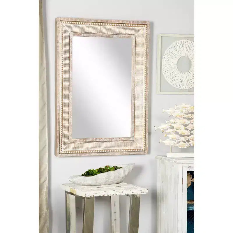 Olivia & May Miroir Mural Marron Métal Sculpté avec minutie : Style Ferme, Cadre en Fer, Aucun Assemblage Requis
