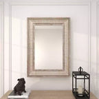 Olivia & May Miroir Mural Marron Métal Sculpté avec minutie : Style Ferme, Cadre en Fer, Aucun Assemblage Requis