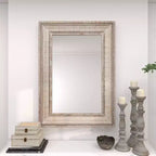 Olivia & May Miroir Mural Marron Métal Sculpté avec minutie : Style Ferme, Cadre en Fer, Aucun Assemblage Requis