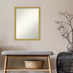 Miroir mural étroit Grace 50,8 cm x 66 cm sans biseau or brossé – Amanti Art : Miroir de courtoisie rectangulaire moderne, matériel de montage inclus