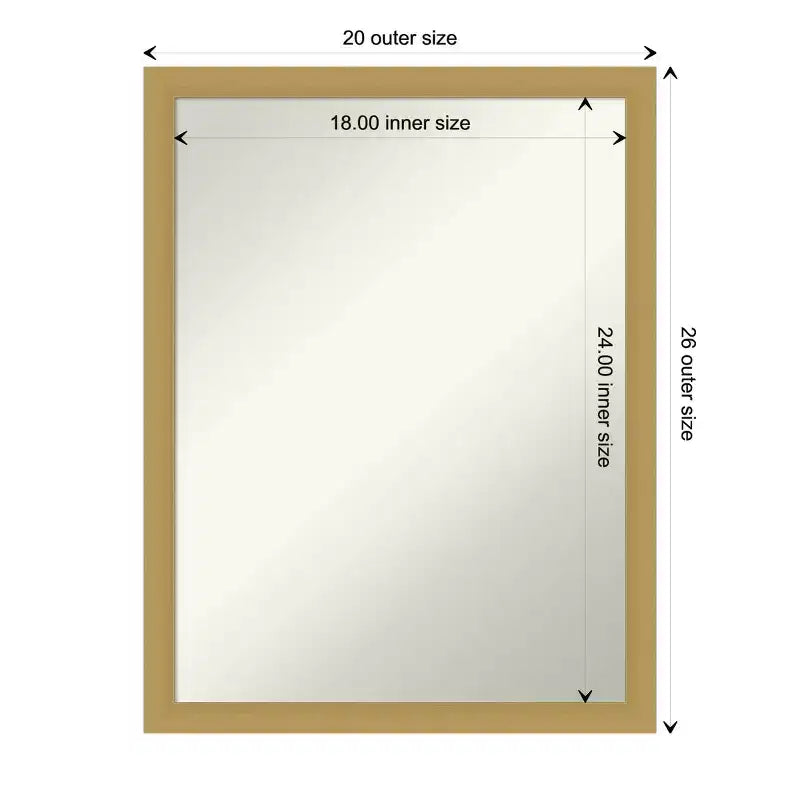 Miroir mural étroit Grace 50,8 cm x 66 cm sans biseau or brossé – Amanti Art : Miroir de courtoisie rectangulaire moderne, matériel de montage inclus
