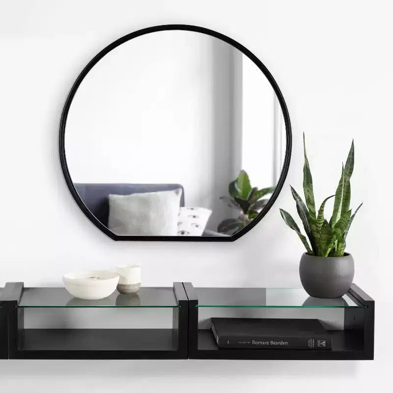 Miroir mural décoratif cercle plat Caskill 61 cm x 58,4 cm Noir – Kate & Laurel All Things Decor : style moderne, cadre en MDF, aucun assemblage requis