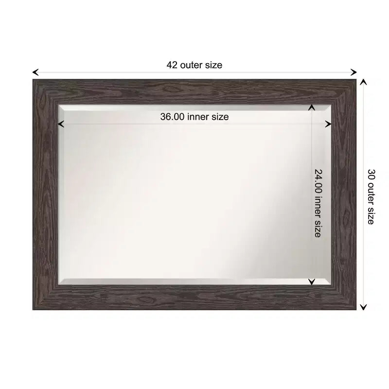 Miroir mural biseauté noir de 42 po x 30 po – Amanti Art : Rectangle moderne, aucun assemblage requis