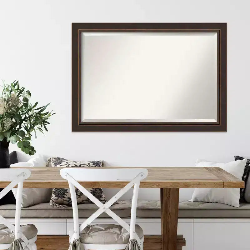 Miroir mural biseauté Lara Bronze en bois 41 po x 29 po - Amanti Art : Rectangulaire moderne, aucun assemblage requis