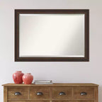Miroir mural biseauté Lara Bronze en bois 41 po x 29 po - Amanti Art : Rectangulaire moderne, aucun assemblage requis