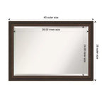 Miroir mural biseauté Lara Bronze en bois 41 po x 29 po - Amanti Art : Rectangulaire moderne, aucun assemblage requis