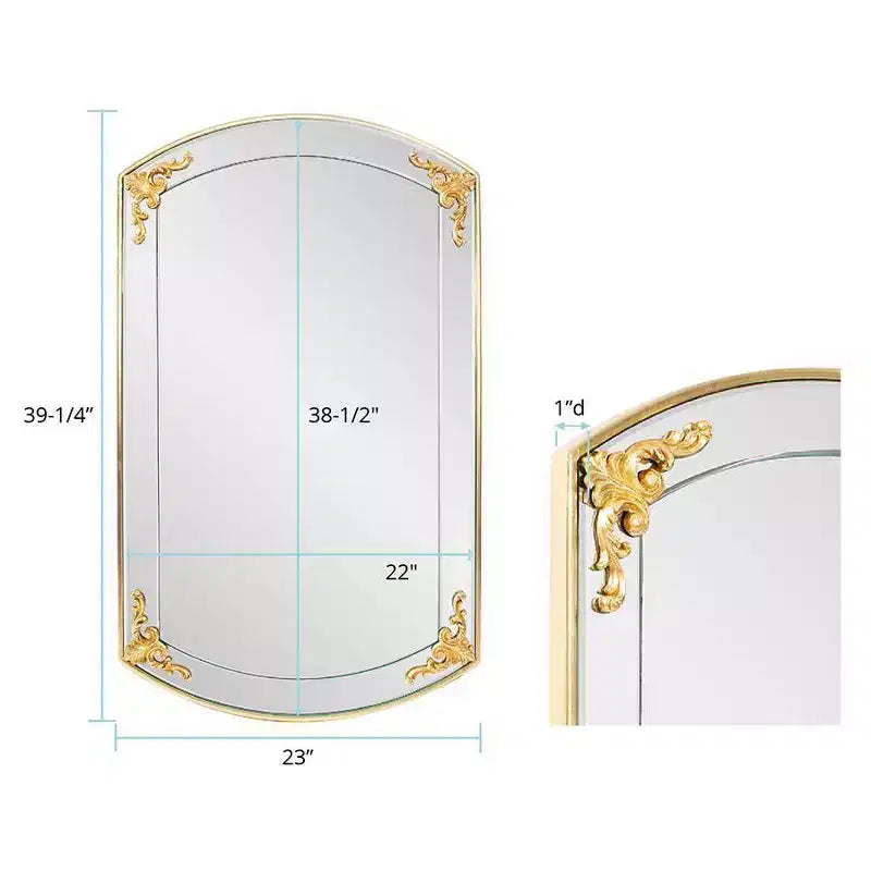 Miroir de courtoisie rectangulaire Howard Elliott 23"x39,25" Brockwell doré