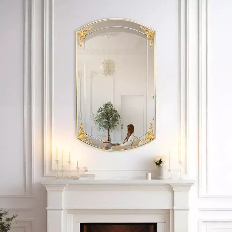 Miroir de courtoisie rectangulaire Howard Elliott 23"x39,25" Brockwell doré
