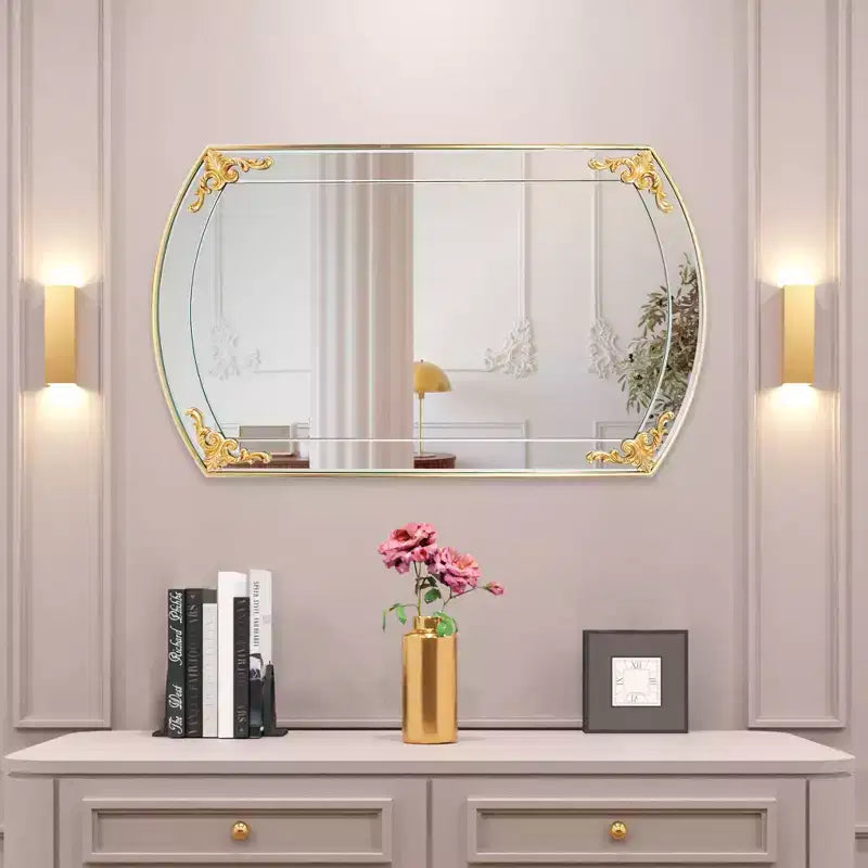 Miroir de courtoisie rectangulaire Howard Elliott 23"x39,25" Brockwell doré