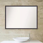 Miroir mural de salle de bain en bois, 40 po x 29 po, bordure droite, bronze foncé – Amanti Art : Rectangulaire, Style moderne, Mural