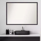 Miroir mural de salle de bain en bois, 40 po x 29 po, bordure droite, bronze foncé – Amanti Art : Rectangulaire, Style moderne, Mural