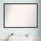Miroir mural de salle de bain en bois, 40 po x 29 po, bordure droite, bronze foncé – Amanti Art : Rectangulaire, Style moderne, Mural