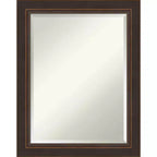 23" x 29" Beveled Lara Bronze Wood Wall Mirror - Amanti Art: Modern Rectangular, No Assembly, Includes Hardware