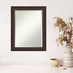Miroir mural biseauté 23" x 29" Lara Bronze - Amanti Art : Moderne rectangulaire, aucun assemblage, quincaillerie incluse