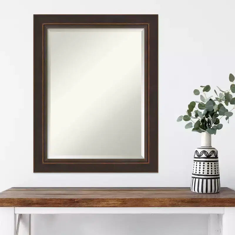 Miroir mural biseauté 23" x 29" Lara Bronze - Amanti Art : Moderne rectangulaire, aucun assemblage, quincaillerie incluse