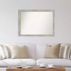 Miroir mural étroit lavé gris colombe non biseauté 42" x 31" - Amanti Art