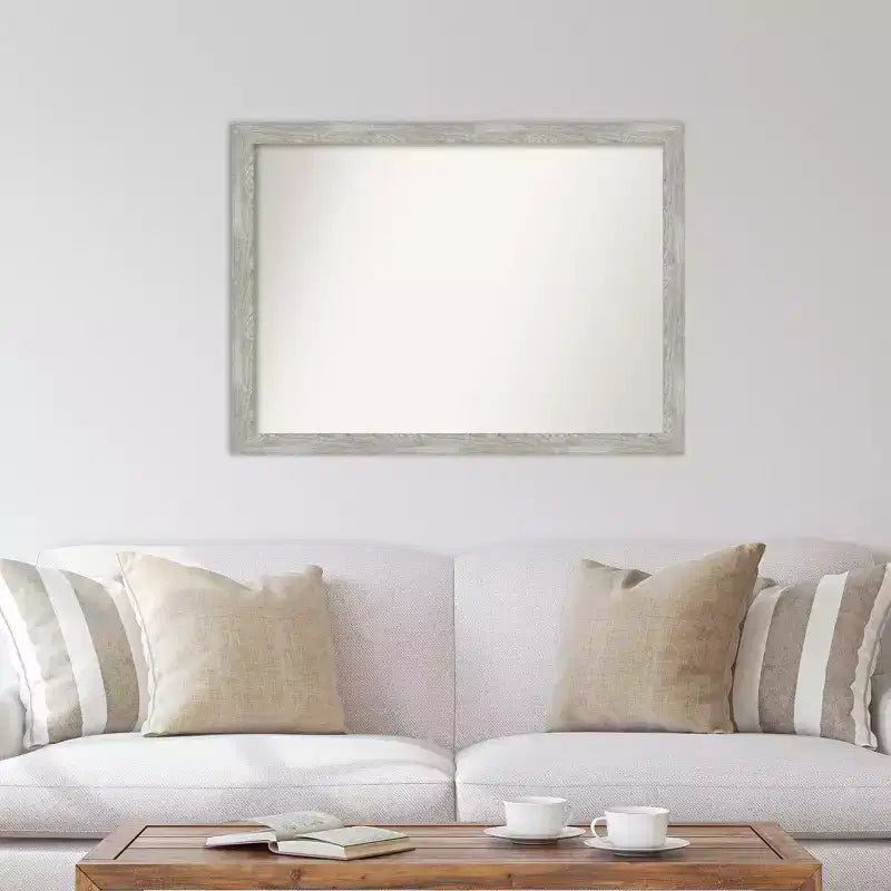 Miroir mural étroit lavé gris colombe non biseauté 42" x 31" - Amanti Art