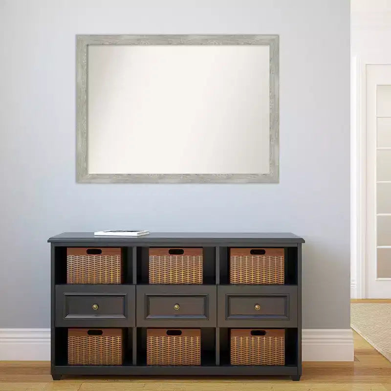 Miroir mural étroit lavé gris colombe non biseauté 42" x 31" - Amanti Art