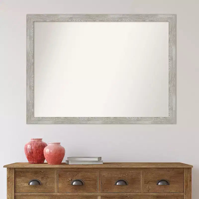 Miroir mural étroit lavé gris colombe non biseauté 42" x 31" - Amanti Art