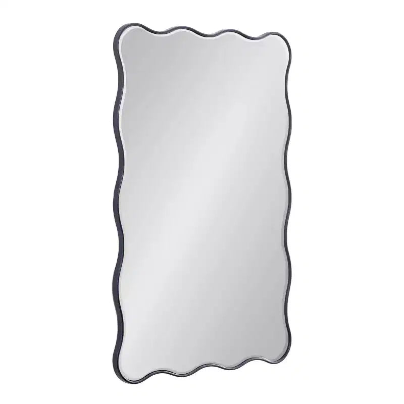 Kate & Laurel All Things Decor 24"X36" Viona Rectangle Scalloped Mirror Navy Blue