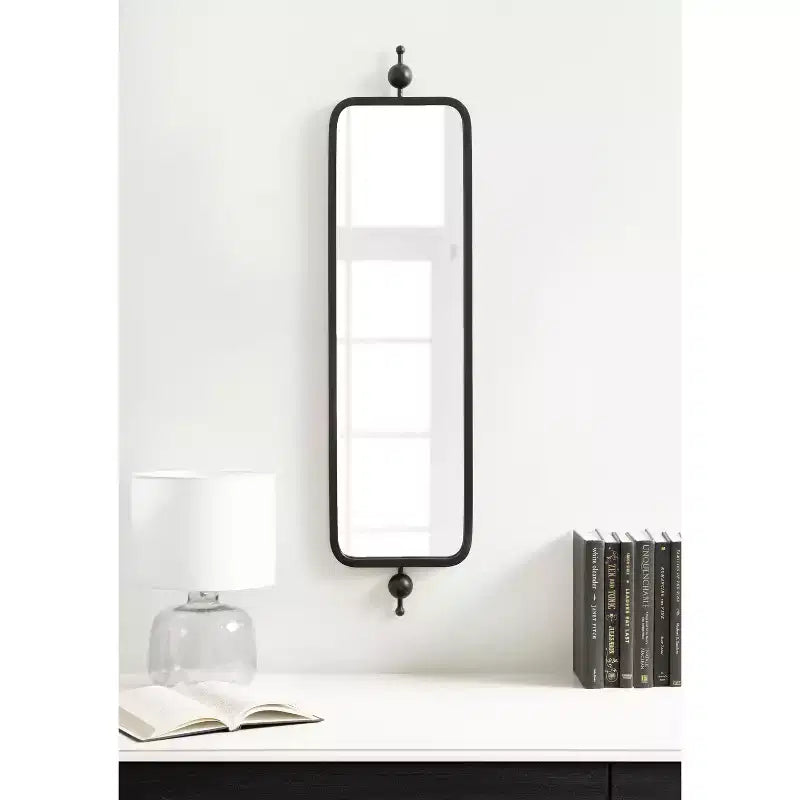 Kate & Laurel All Things Decor Miroir rectangulaire mince Kasota 9"x36" en métal noir