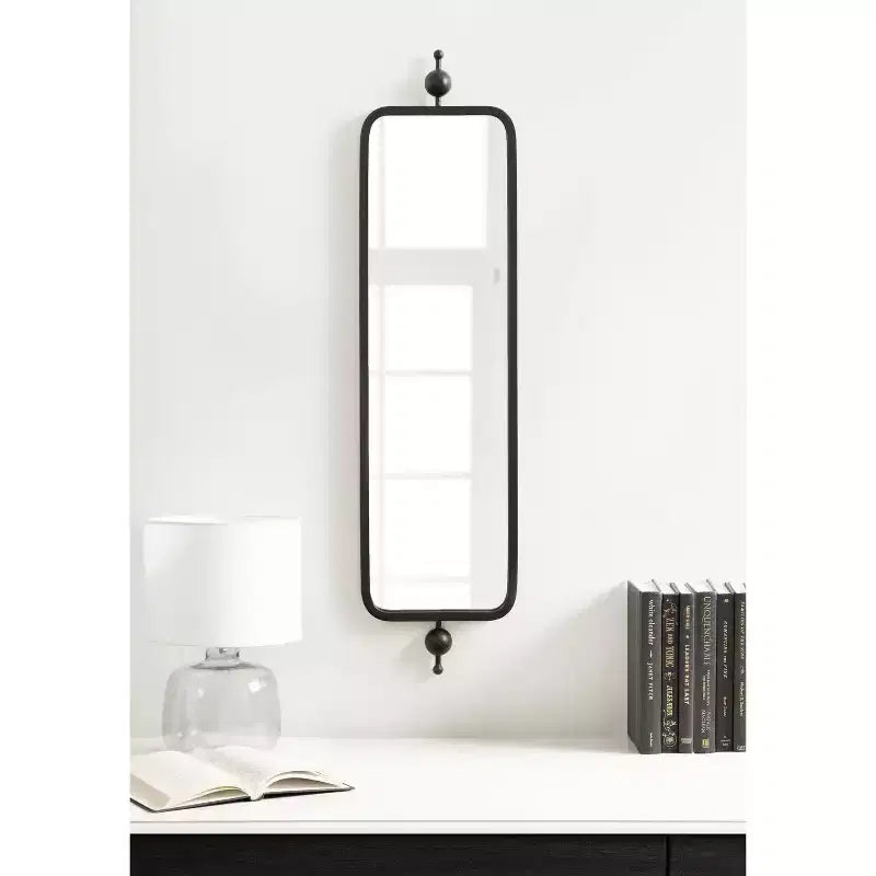 Kate & Laurel All Things Decor Miroir rectangulaire mince Kasota 9"x36" en métal noir