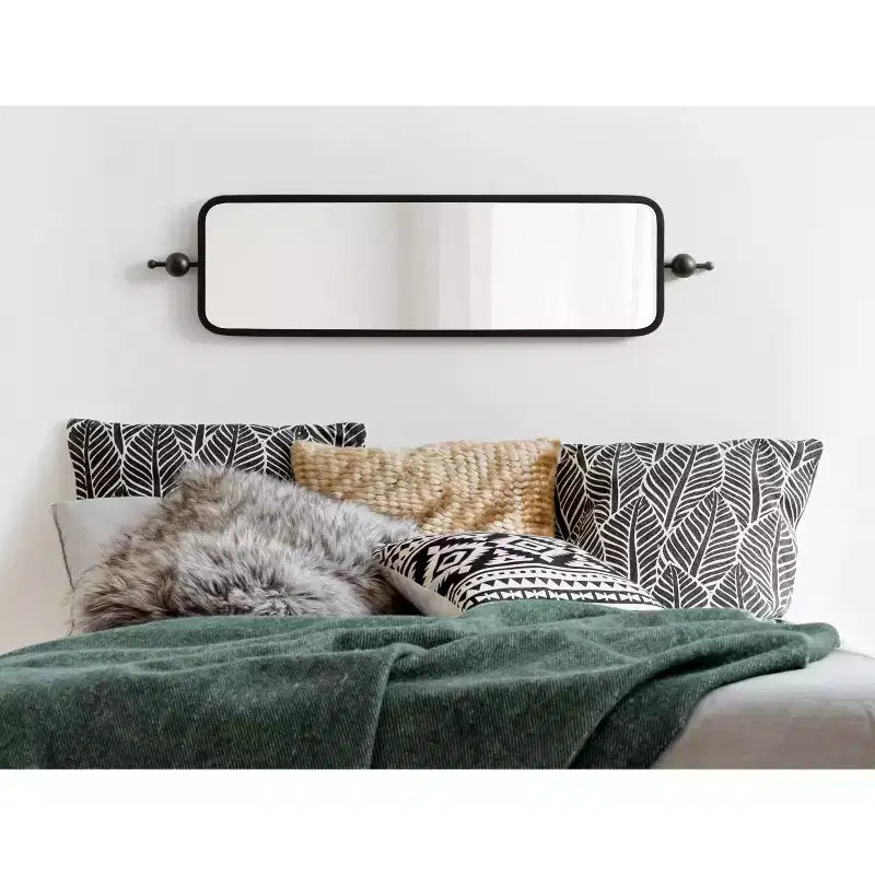 Kate & Laurel All Things Decor Miroir rectangulaire mince Kasota 9"x36" en métal noir