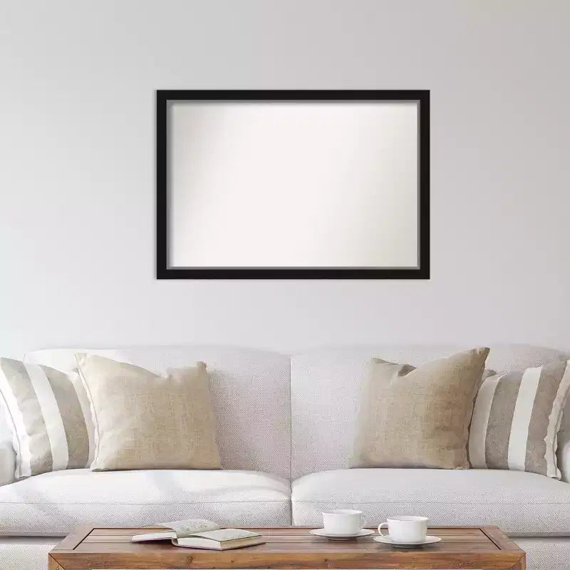 Miroir Mural Étroit Non Biseauté Eva Noir Argent 39" x 27" - Amanti Art