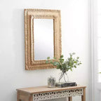Miroir mural rectangulaire en bois bohème marron - Olivia & May