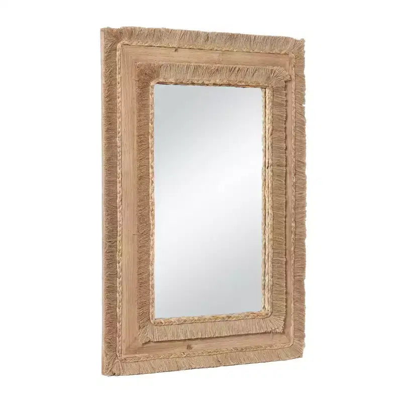 Miroir mural rectangulaire en bois bohème marron - Olivia & May
