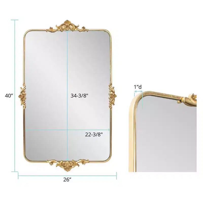 Miroir de courtoisie rectangulaire Howard Elliott 26"x40" Wanstead Park doré à la feuille d'or