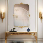 Miroir de courtoisie rectangulaire Howard Elliott 26"x40" Wanstead Park doré à la feuille d'or