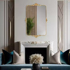 Miroir de courtoisie rectangulaire Howard Elliott 26"x40" Wanstead Park doré à la feuille d'or